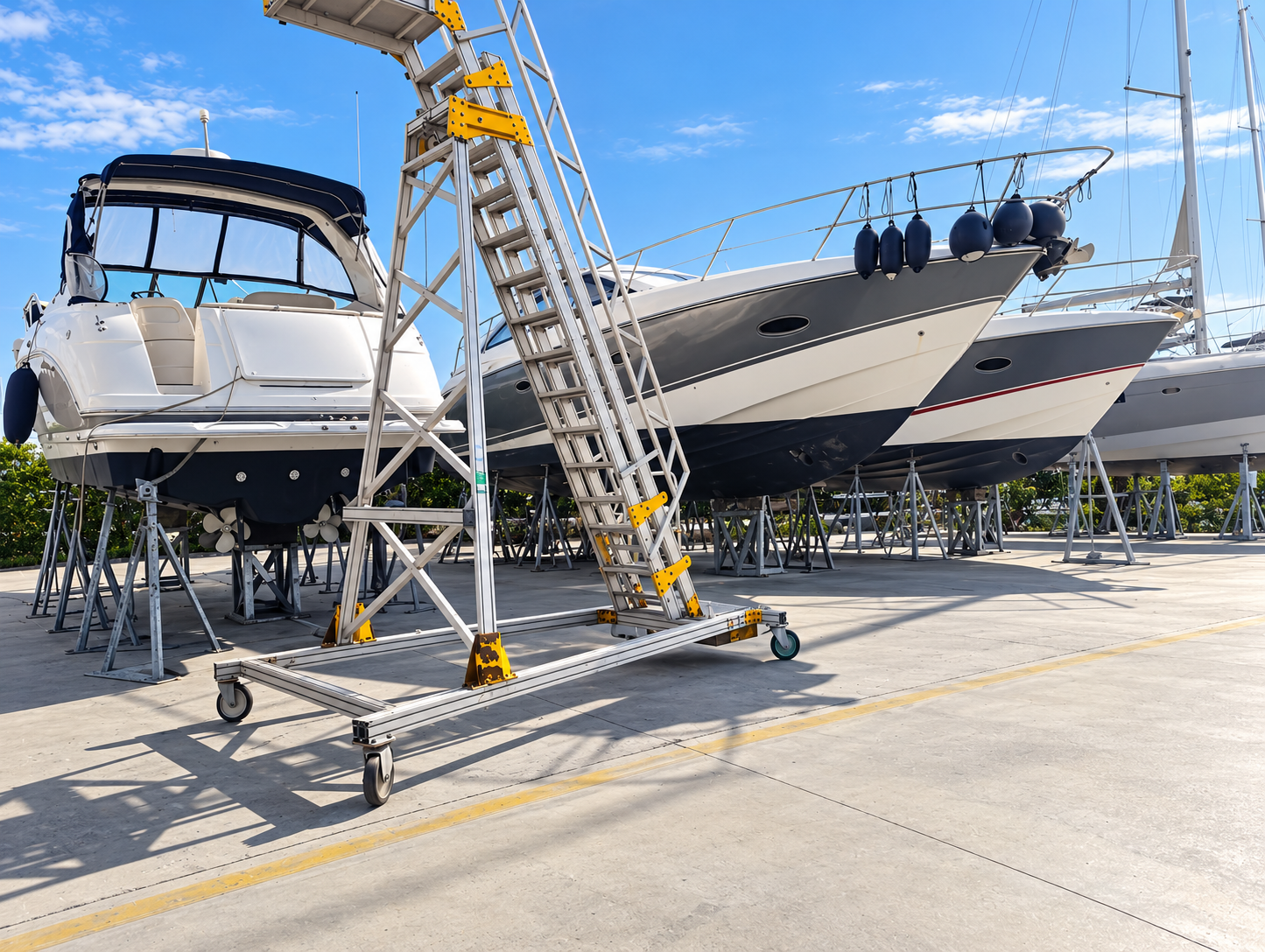 Professional yacht lifting and repair yard overview