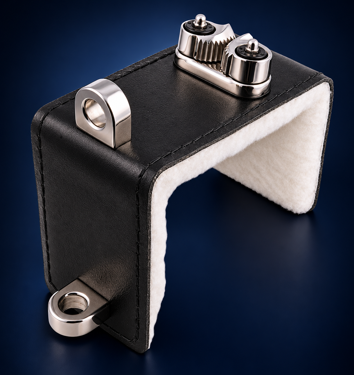 Custom leather yacht fender hanger