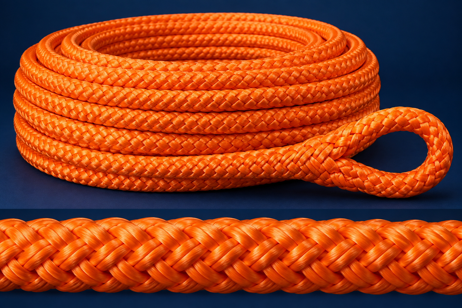 Custom orange braided marine rope