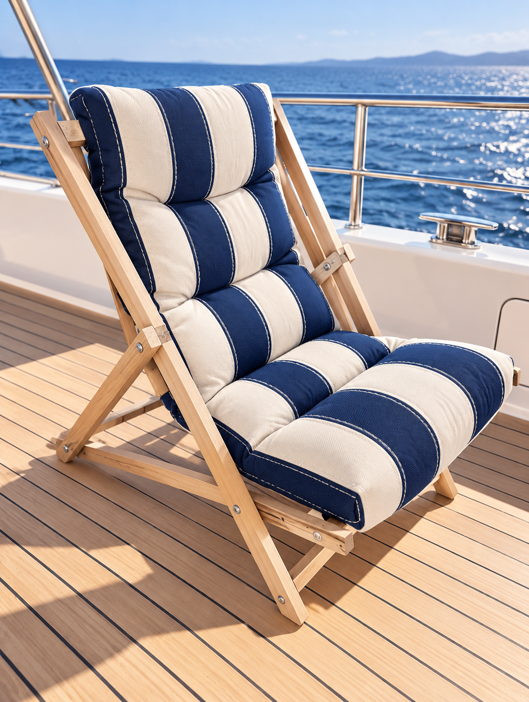 Custom padded yacht deck chair