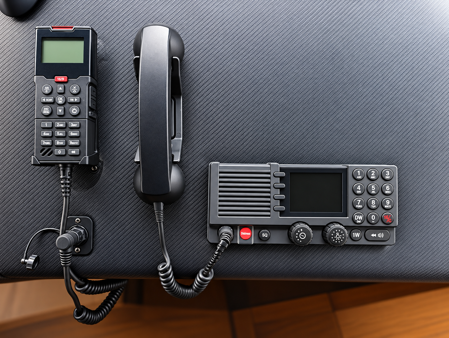 Marine VHF radio communication console