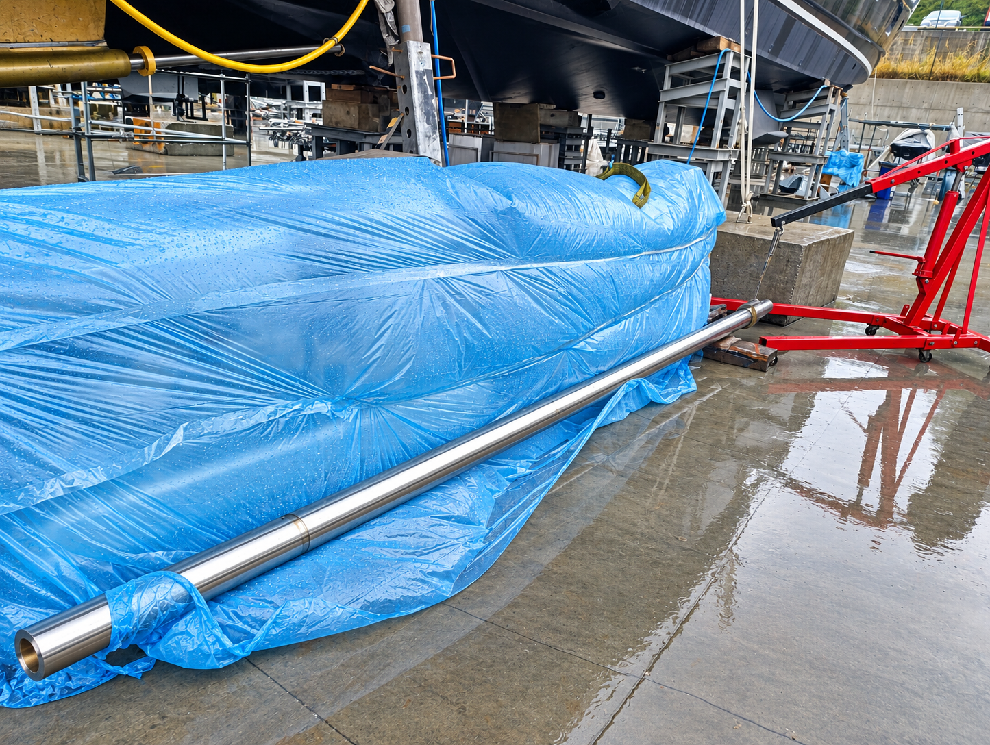 Long yacht propeller shaft maintenance