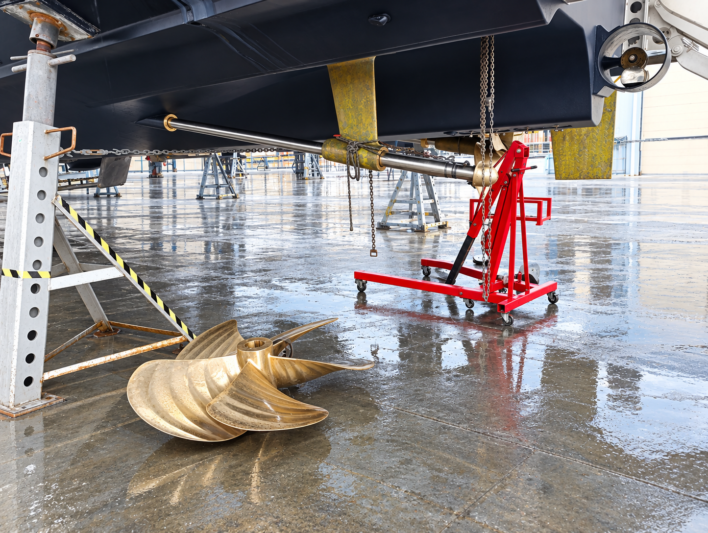Yacht propeller removal during underwater maintenance